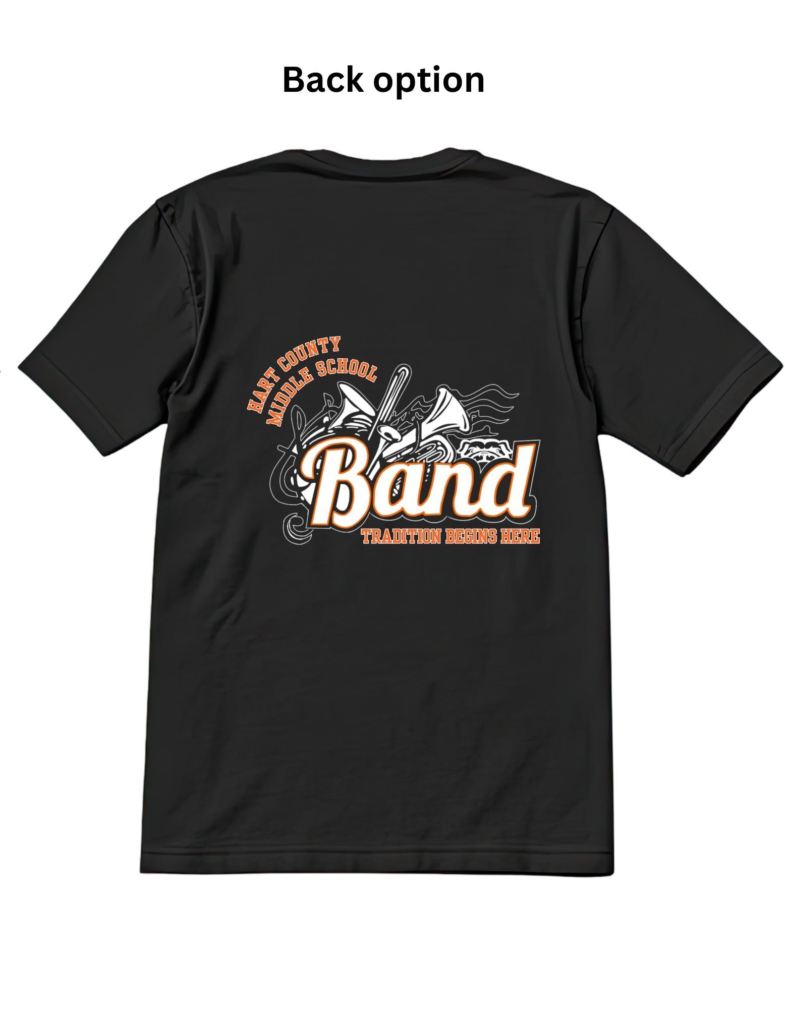 hcms 2025 band t shirt mockup on a black shirt